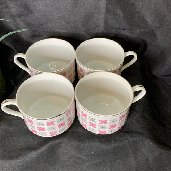 Set of 4 Rossini Ceramic gray, pink, black and white Tea cups - Picture 9 of 12